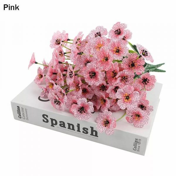 10 Bunches of Artificial Flowers Plastic Fake Plants UV Resistant Home In/Outdoor Garden Décor