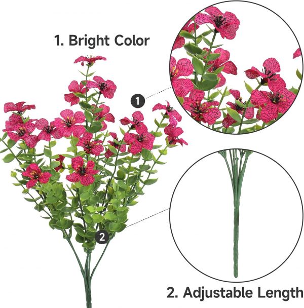 10 Bunches of Artificial Flowers Plastic Fake Plants UV Resistant Home In/Outdoor Garden Décor