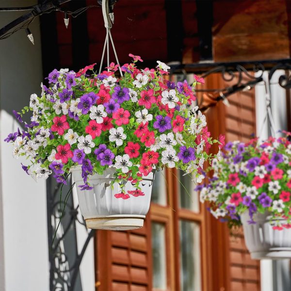 10 Bunches of Artificial Flowers Plastic Fake Plants UV Resistant Home In/Outdoor Garden Décor
