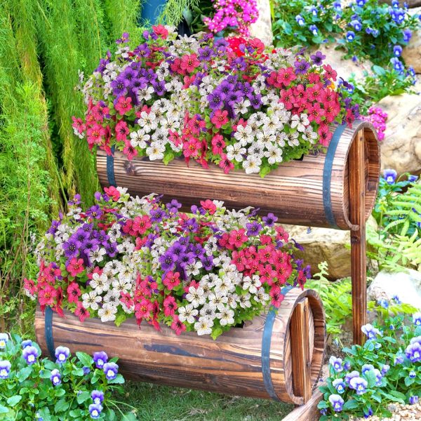 10 Bunches of Artificial Flowers Plastic Fake Plants UV Resistant Home In/Outdoor Garden Décor