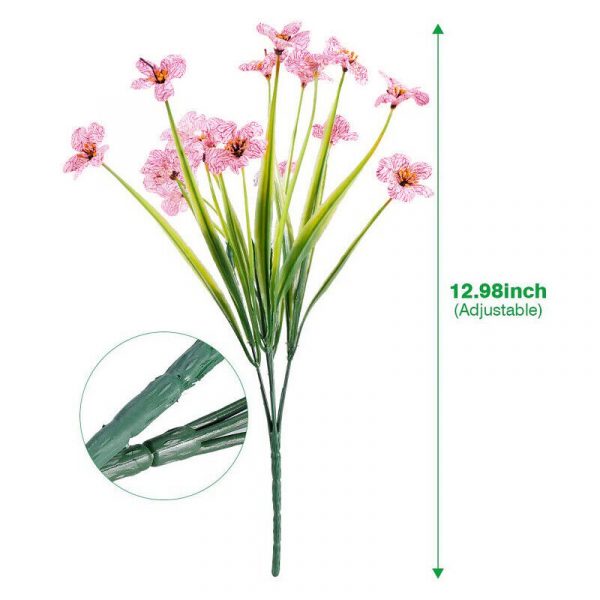 10 Bunches of Artificial Flowers Plastic Fake Plants UV Resistant Home In/Outdoor Garden Décor