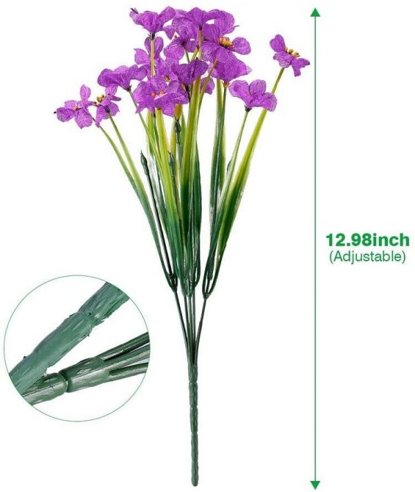 10 Bunches of Artificial Flowers Plastic Fake Plants UV Resistant Home In/Outdoor Garden Décor