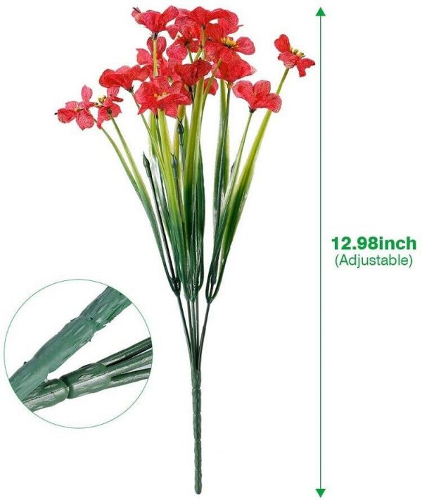 10 Bunches of Artificial Flowers Plastic Fake Plants UV Resistant Home In/Outdoor Garden Décor