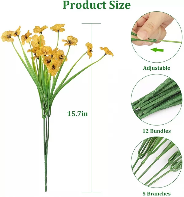 10 Bunches of Artificial Flowers Plastic Fake Plants UV Resistant Home In/Outdoor Garden Décor