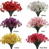 10 Bunches of Artificial Flowers Plastic Fake Plants UV Resistant Home In/Outdoor Garden Décor