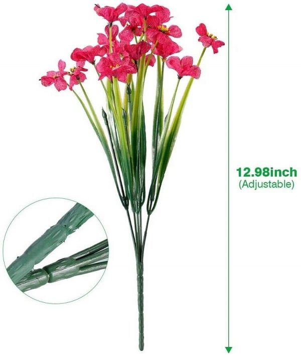10 Bunches of Artificial Flowers Plastic Fake Plants UV Resistant Home In/Outdoor Garden Décor