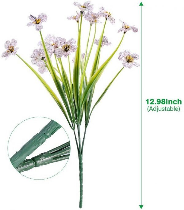 10 Bunches of Artificial Flowers Plastic Fake Plants UV Resistant Home In/Outdoor Garden Décor