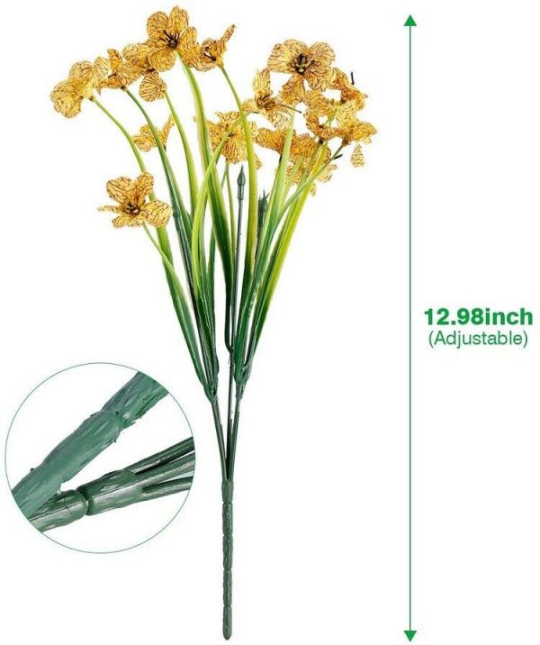 10 Bunches of Artificial Flowers Plastic Fake Plants UV Resistant Home In/Outdoor Garden Décor